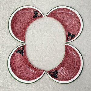 Vintage Watermelon Themed Salad Plates Set 4pc Lego Japan Vtg Summer Party China